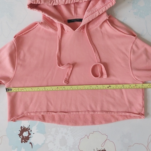 All saints cold shoulder cropped soft pink hoodie - Picture 9 of 14